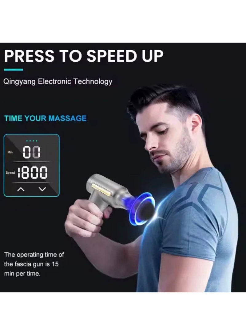 Microplus Rechargeable Deep Tissue Massage Gun | Muscle Massage Gun Deep Tissue Massager High-Intensity Training Exercising Body Relaxation Slimming Shaping Pain Relief| with 4 Attachments Grey/Silver MP-4734 - Image 3