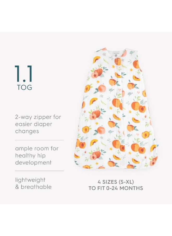 little unicorn Little Unicorn 12-18 Month Premium Muslin Sleep Sack 1.1 TOG | Soft & Breathable Muslin Cotton for safer sleep | 2 way zipper (Georgia Peach)  - Image 4
