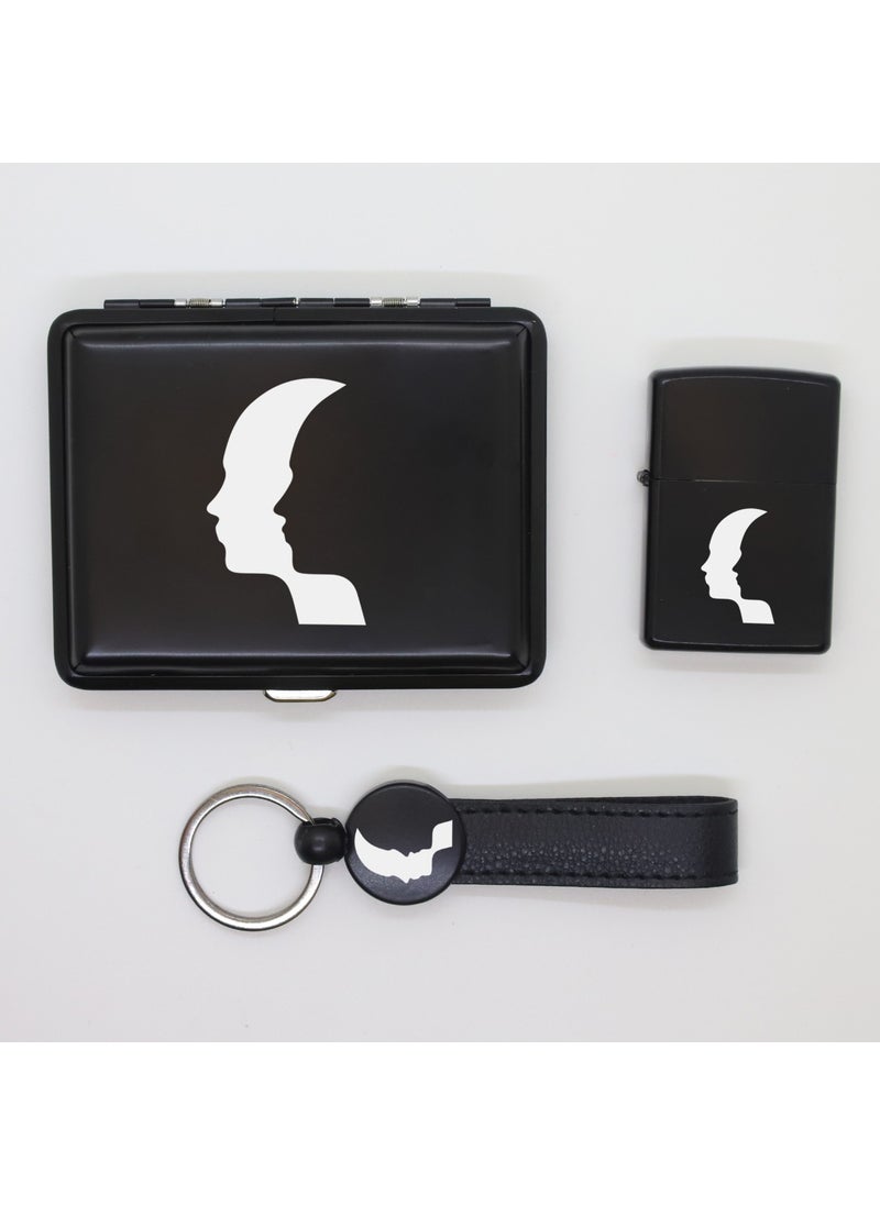 Ada Lazer - Personalized Gemini Metal Cigarette Box, Zippo Lighter and Keychain Set - Image 1