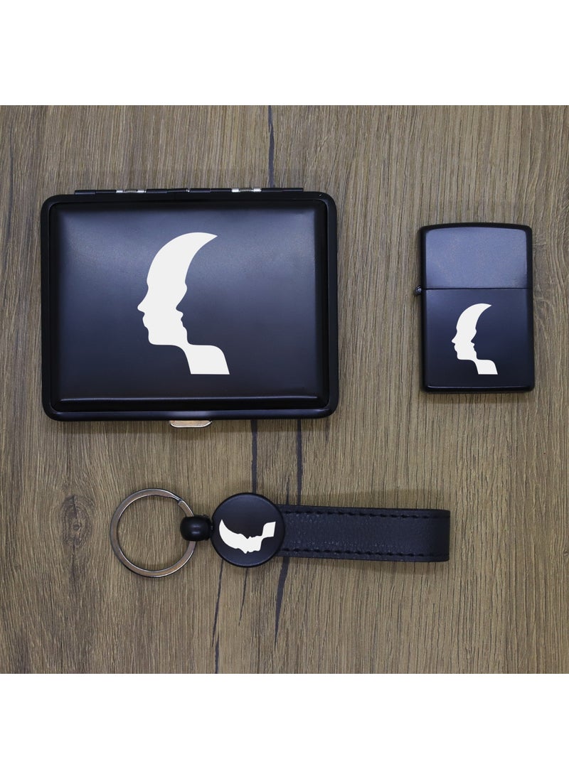 Ada Lazer - Personalized Gemini Metal Cigarette Box, Zippo Lighter and Keychain Set - Image 1