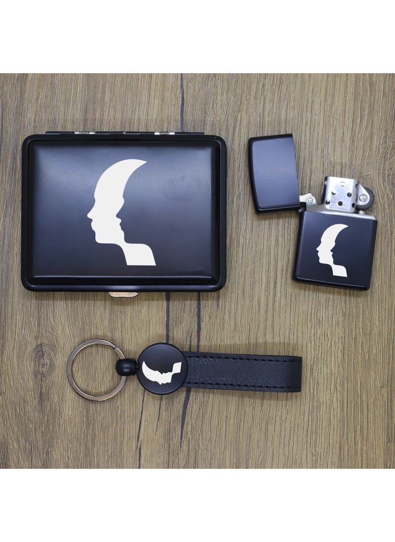 Ada Lazer - Personalized Gemini Metal Cigarette Box, Zippo Lighter and Keychain Set - Image 1