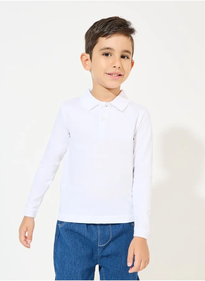 Styli Basic Polo T-Shirt with Long Sleeves