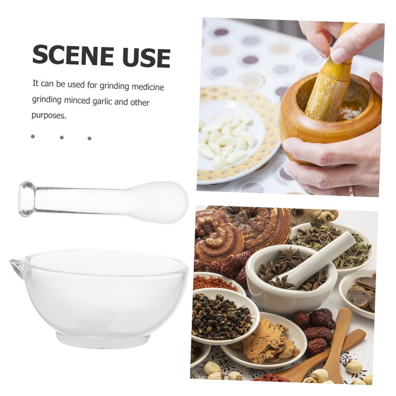 Glass Mortar And Pestle Set 17 8x16 4x7 5cm Transparent Grinding Bowl For Kitchen Lab - Image 5