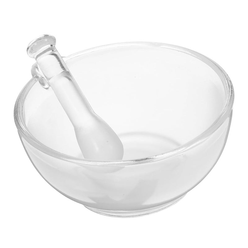 Glass Mortar And Pestle Set 17 8x16 4x7 5cm Transparent Grinding Bowl For Kitchen Lab - Image 1