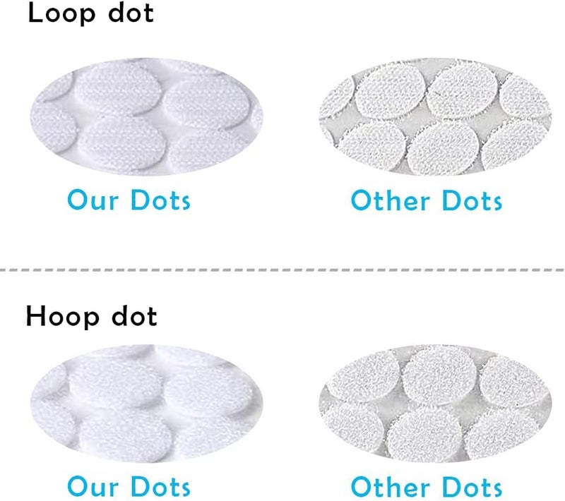 Hiisea Self Adhesive Dots, 500Pcs(250 Pair Sets) 0.59 Inch Diameter Strong Self Adhesive Dots for Classroom Nylon Sticky Back Hook Loop Strips, Small Circle Dots Stickers Tapes, White - Image 2