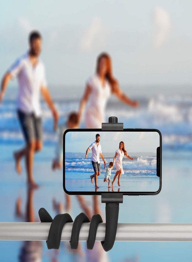 iTODOS Portable Flexible Cell Phone Holder Stand for Treadmill, Spin Bike, Stroller, Shopping Cart, Bed, Car, Kitchen, Desk, Compatible with iPhone, Android (Black) - Image 4