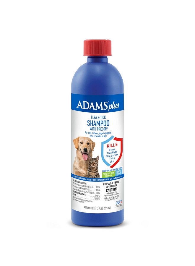 Farnam Adams Plus Flea & Tick Shampoo With Precor For Cats, Kittens, Dogs & Puppies Over 12 Weeks Of Age Sensitive Skin Flea Treatment | Kills Adult Fleas, Flea Eggs, Ticks, And Lice| 12 Ounces - Image 1