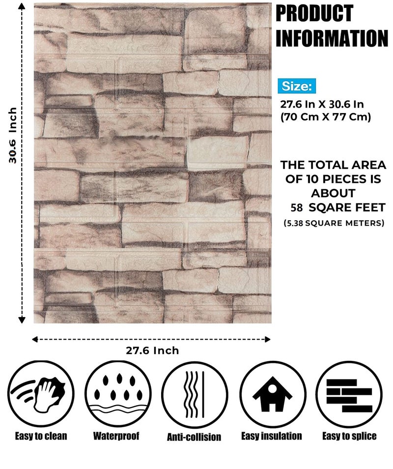 PEGASO 3D Peel and Stick, 5 pcs Wall Panels Stickers PE Foam Self-Adhesive Wallpaper DIY Waterproof Modern Style for Living Room, Wall Decoration (5 pcs of 77 x 70 cm | 29.10 Sq. Feet Coverage) - Image 4