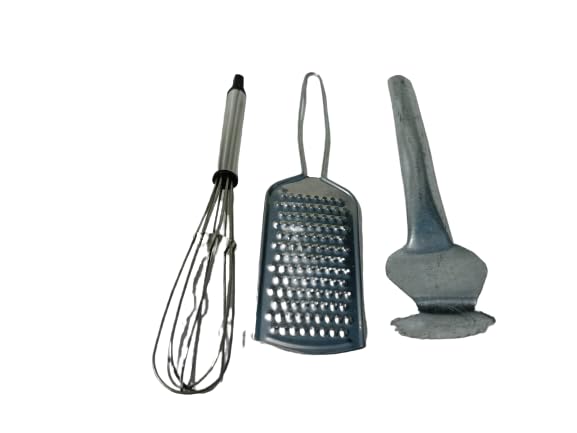 simsnura Simsnura Combo Alloy Steel Coconut ScrapperStainless Steel Cheese Grater with Handle for VegetablesEgg Ring Round Egg Cooker Ring for Cooking Stainless Steel Egg Beater Total 3 Product  - Image 5