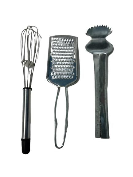 simsnura Simsnura Combo Alloy Steel Coconut ScrapperStainless Steel Cheese Grater with Handle for VegetablesEgg Ring Round Egg Cooker Ring for Cooking Stainless Steel Egg Beater Total 3 Product  - Image 1