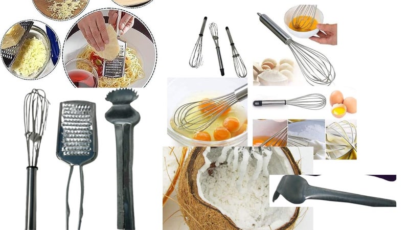 simsnura Simsnura Combo Alloy Steel Coconut ScrapperStainless Steel Cheese Grater with Handle for VegetablesEgg Ring Round Egg Cooker Ring for Cooking Stainless Steel Egg Beater Total 3 Product  - Image 2