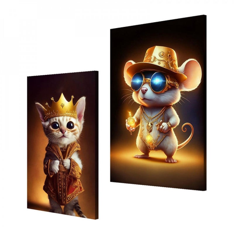 ماركتنا لوحة قماشية ثنائية بتصميم أنمي بمقاس اجمالي 80×60 سم - Image 2