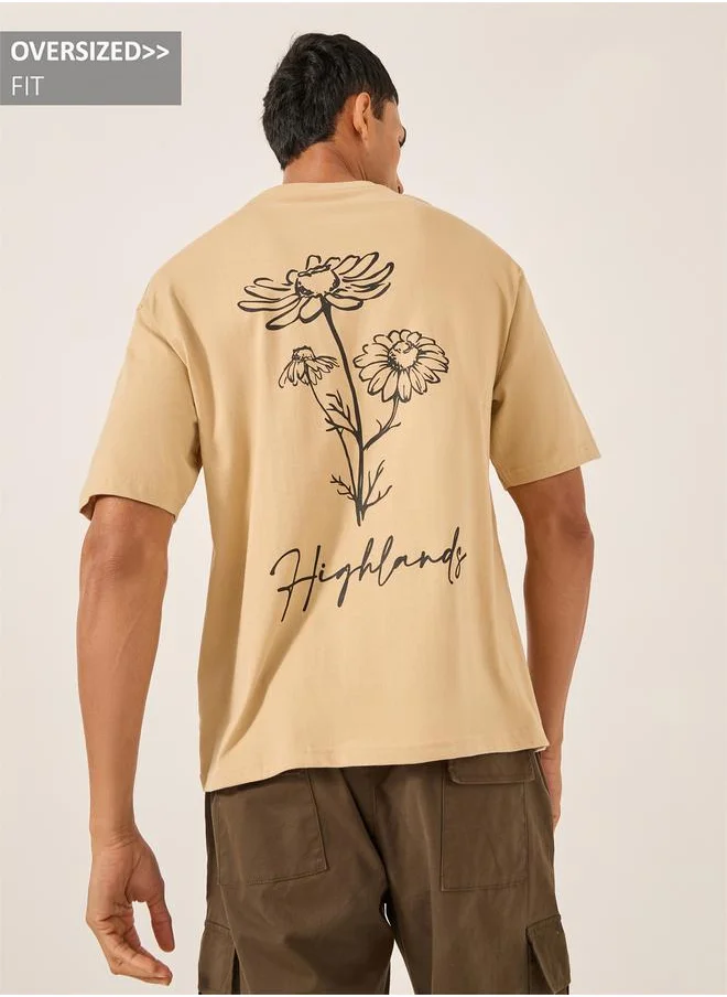 Styli Graphic Print Round Neck Oversized T-Shirt