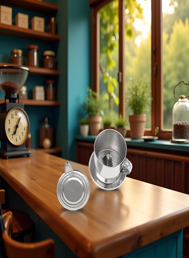 WaigN 1 Set Silver Vietnamese Coffee Filter Stainless Steel Coffee Pot Drip Infuse Cup Brewing Teapot No Need Paper Drip Pot Machine Attractive Processing, Reusable Filters - Image 5