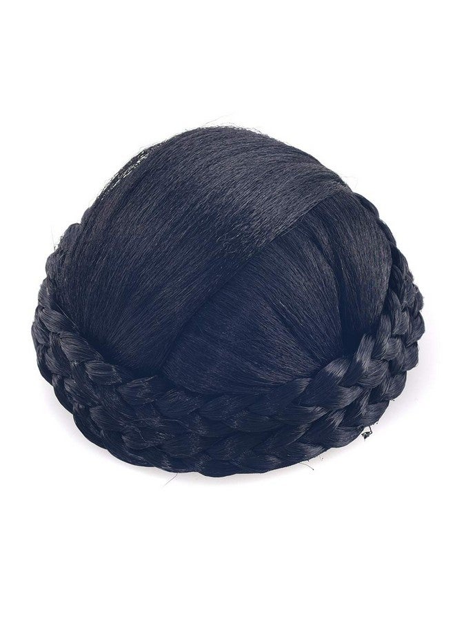 Funyn Small Sizesynthetic Hair Chignon Bun Donut Braided Hairpieces Scrunchie Clip In Hair Bun Extensions Straight Updo For Wedding Party Costume Women Beauty 6Colors Avilable (2 (Natural Black) - Image 1
