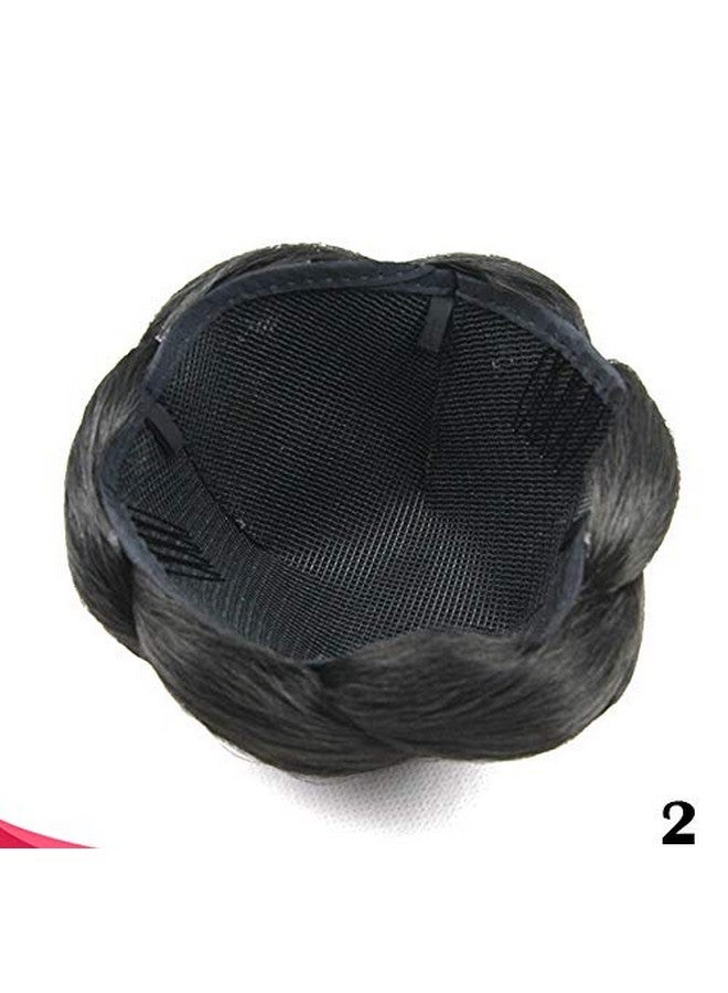 Funyn Small Sizesynthetic Hair Chignon Bun Donut Braided Hairpieces Scrunchie Clip In Hair Bun Extensions Straight Updo For Wedding Party Costume Women Beauty 6Colors Avilable (2 (Natural Black) - Image 3