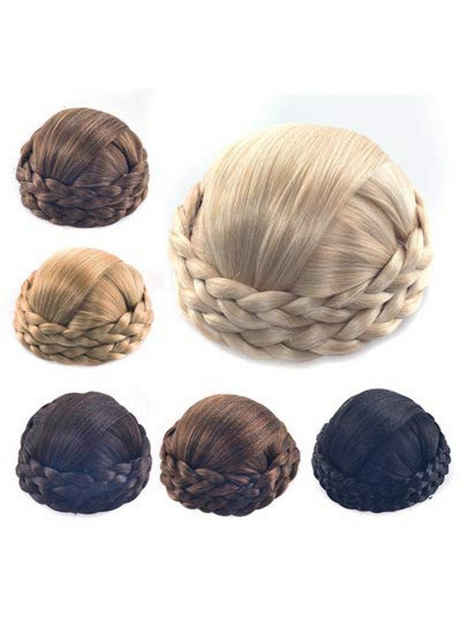 Funyn Small Sizesynthetic Hair Chignon Bun Donut Braided Hairpieces Scrunchie Clip In Hair Bun Extensions Straight Updo For Wedding Party Costume Women Beauty 6Colors Avilable (2 (Natural Black) - Image 4