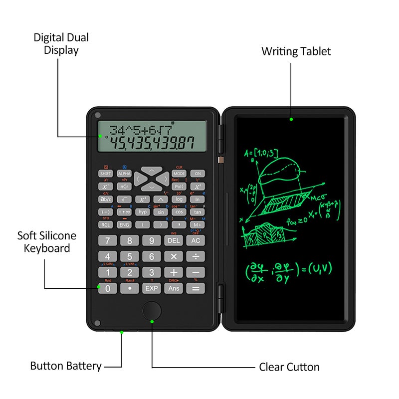 6Inch Large Screen Scientific Calculator ，12-Digit Calculator Writing, Foldable Financial Calculator, for School Office - Image 2