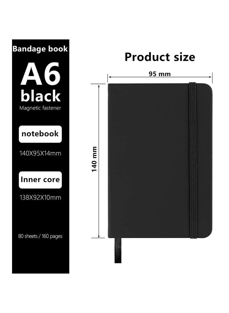 SYOSI - Small Notebook A6 Notebooks Pocket Notebook Note Pads Small Notebooks Hardback Notebook A6 Notepad Journal 160 Pages 80 Sheets Black - Image 1