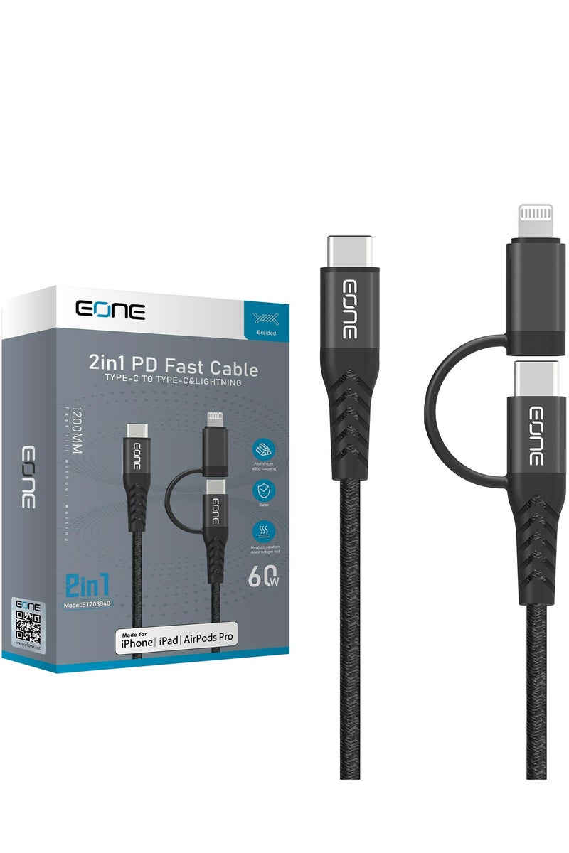 Eone Apple-Certified 2-in-1 Fast Charging Cable – Dual Charging Power in One Sleek Design - Image 2