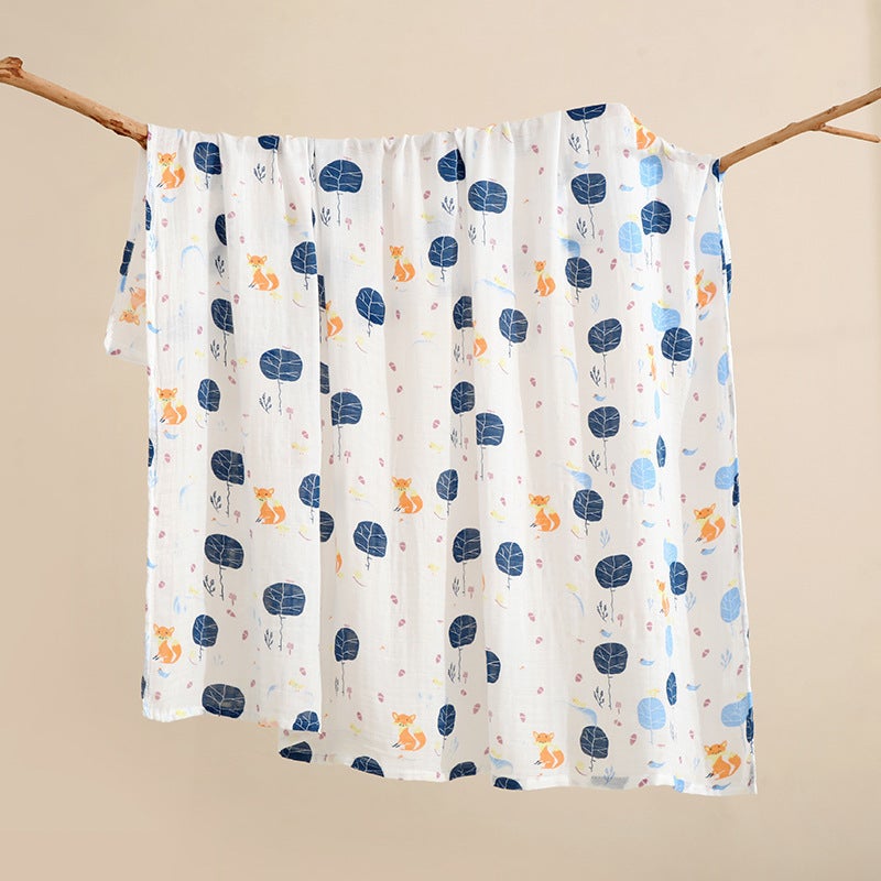 منشفة قطنية بطبقتين ناعمة وقابلة للتنفس لتغطية الأطفال حديثي الولادة منشفة استحمام بطانية منشفة لف الأطفال منتجات الأطفال منشفة لف - Image 1