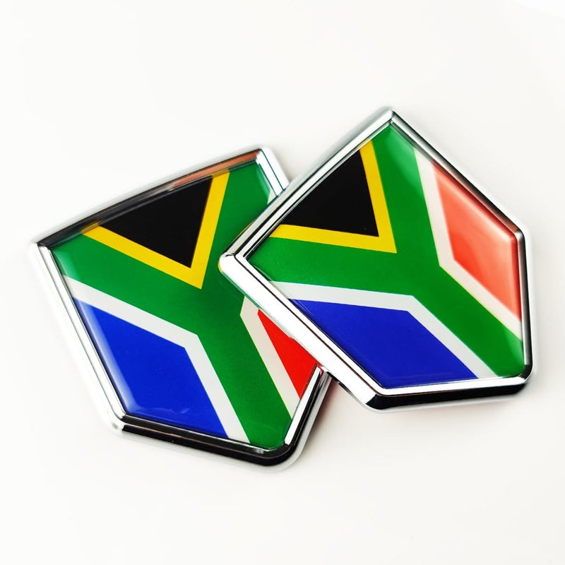 Newperlite South Africa Flag Decal Sticker Car Emblem South African Flag Car Decoration Accessories Chrome Shield for Truck Vehicles Cars 2 Pack