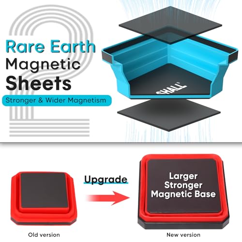 SHALL New Version Collapsible Magnetic Parts Tray Set, 4-Pack Magnetic Tool Trays for Screw Bolts Nuts Washers Pins & Small Metal Parts, 4.5” Square Silicone Foldable Bowls w/Dual-Sided Magnetic Base - Image 2