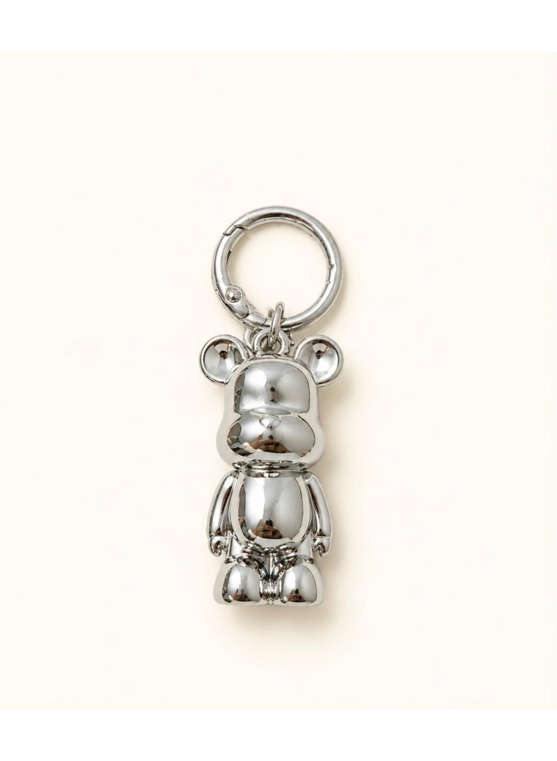 HYLN Bear-Shaped Charm with Silver Chrome Finish and Carabiner - Image 2