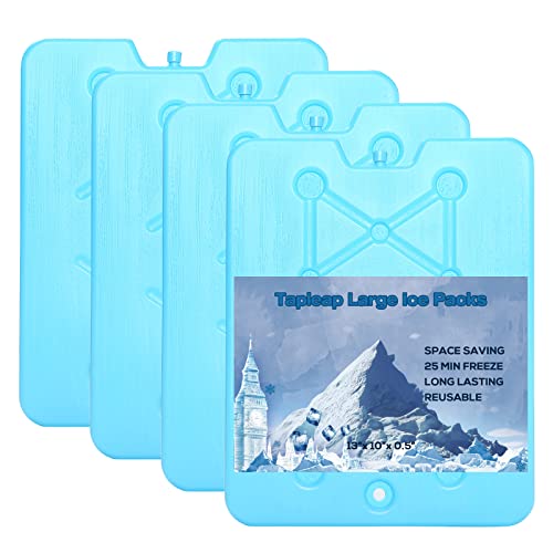 Tapleap XL Large Ice Packs for Coolers - Slim Freezer Packs for Camping- Long Lasting Reusable Dry Ice Blocks, 13 x 10 x 0.5 inch, Quick Freeze - Set of 4 - Image 1