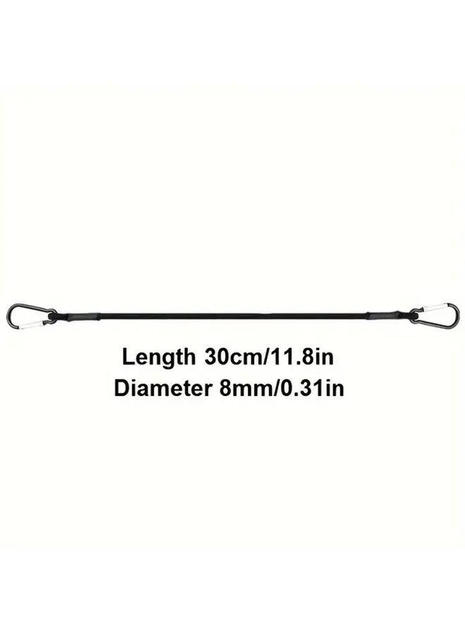 11.81 Inch Black Elastic Rope With Hooks 8mm Bungee Cord For Bike Car Luggage Roof Rack - Image 1