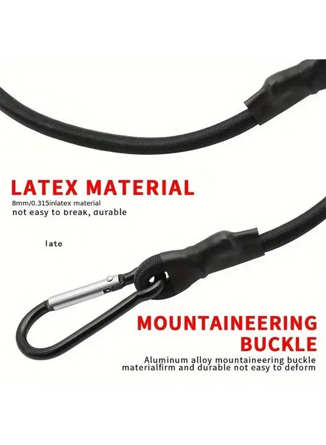 11.81 Inch Black Elastic Rope With Hooks 8mm Bungee Cord For Bike Car Luggage Roof Rack - Image 3