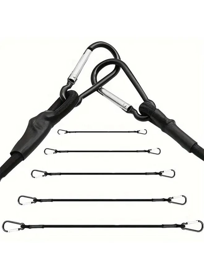 11.81 Inch Black Elastic Rope With Hooks 8mm Bungee Cord For Bike Car Luggage Roof Rack - Image 2