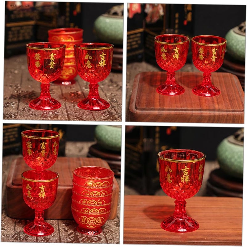 Uonlytech 12pcs Red Plastic Small Wine Cups 40ml Festive Wedding Drinking Cups for Chinese Wedding Party and Toasting Ceremony - Image 5