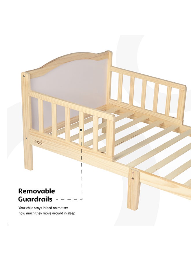 Moon Wooden Toddler Bed (143 X 73 X 60)-Natural Wood + Moon Ventiflow Mattress 140 X 70 X 10 Cm, Toddler Bed Mattress, Breathable Premium Baby Mattress For Infant And Toddler - Image 4