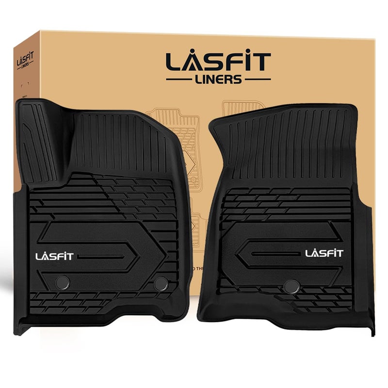 حصائر أرضية أمامية LASFIT 2019-2026 لشيفروليه سيلفرادو / جي إم سي سييرا 1500 2020-2025 شيفروليه سيلفرادو / جي إم سي سييرا 2500HD 3500HD كرو كاب / دبل كاب حصائر أرضية TPE لجميع الأحوال الجوية الصف الأول فقط