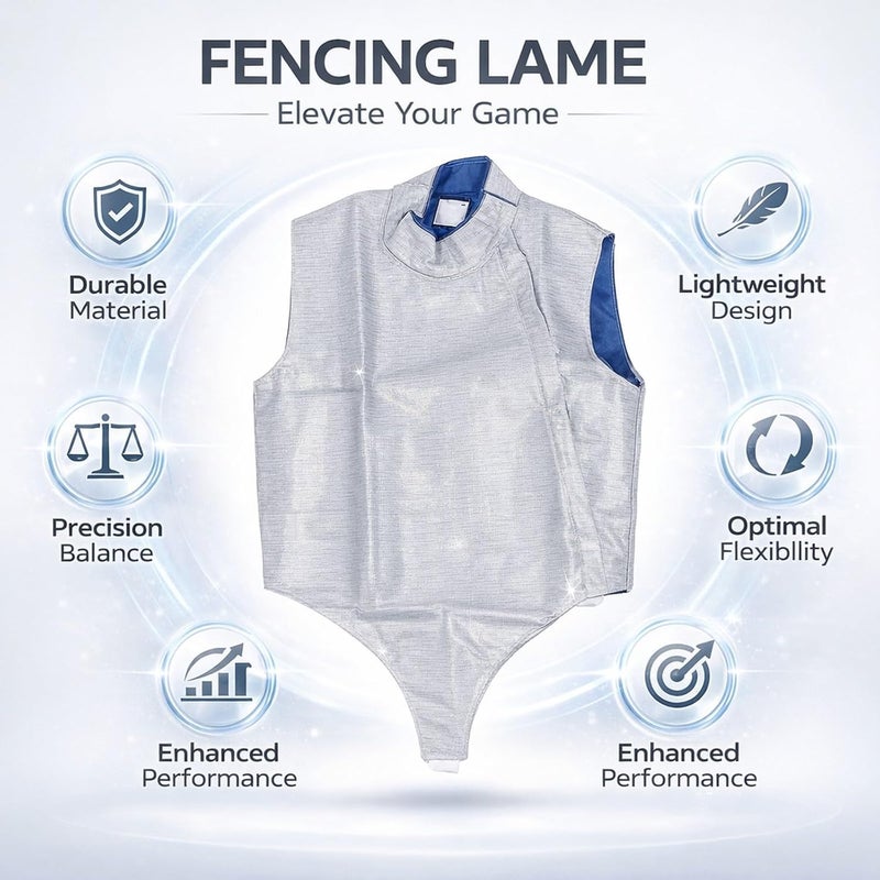Fencing Lame Adjustable Collar Metallic Lame for Right Hand, Three Dimensional Cutting, Metal Wire Construction - Comfortable Fit, Durable Stitching, Ideal for Competition Traini - Image 3