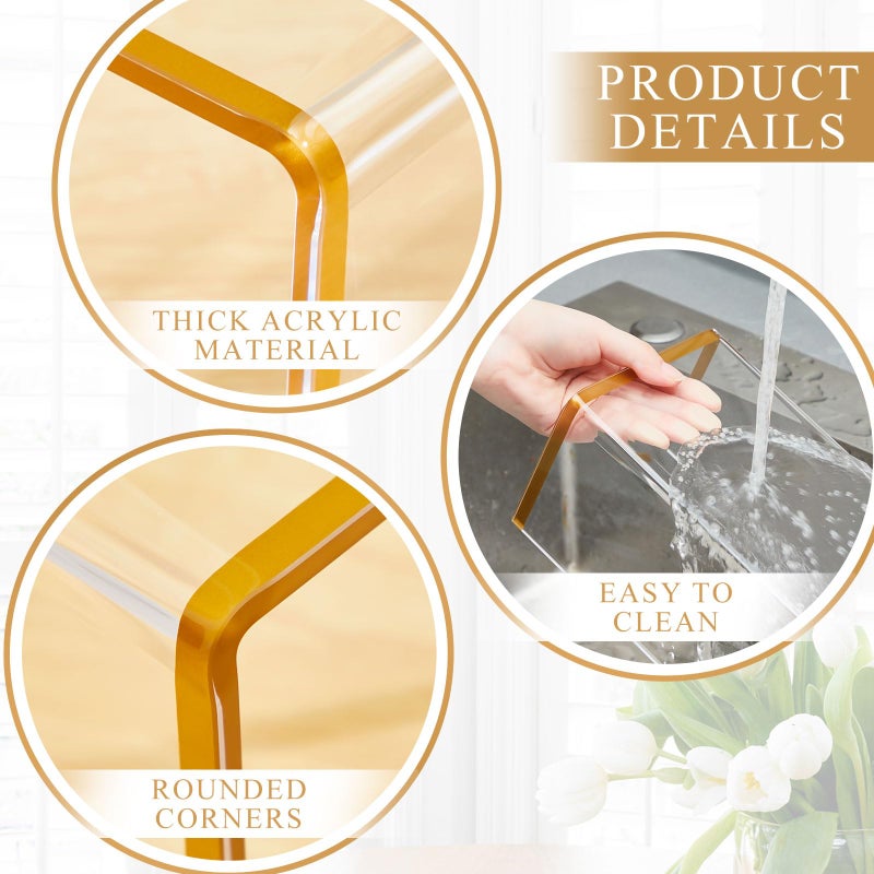 RattanView 5 Pack Clear Acrylic Purses Display Stands, 11" L 5mm Thick Luxury Purse, Handbag, Jewelry & Perfume Risers, Gold Luxury Shoe Display Riser for Closet, Boutique, Vendor Events (5 Tier) - Image 3