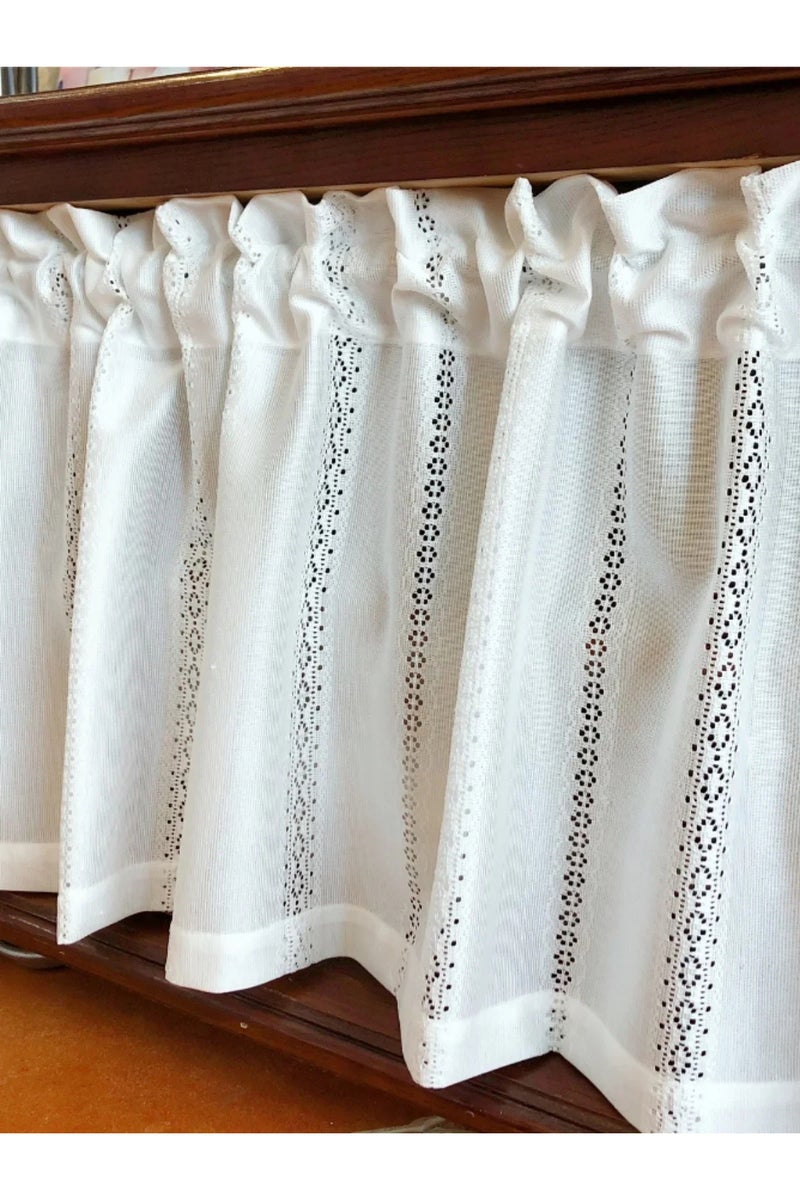 Rod Pocket W100cm X H45cm White Lace Short Curtain Partition Gauze Small Curtain Cabinet Curtain Mod