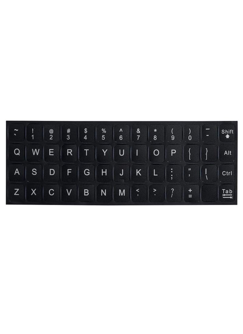 TAKEOFF - English Keyboard Stickers Replacement English Keyboard Sticker with White Font on Black Background Universal for Laptop Desktop Computer,Matte English Keyboard Alphabet Sticker - Image 1