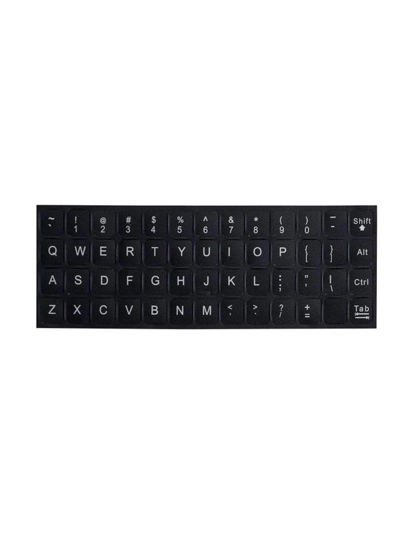 TAKEOFF - English Keyboard Stickers Replacement English Keyboard Sticker with White Font on Black Background Universal for Laptop Desktop Computer,Matte English Keyboard Alphabet Sticker - Image 1
