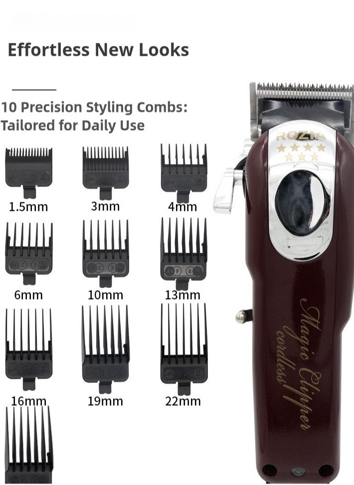 Hair Trimmer for Men,Cordless Maroon/Silver Hair Clipper