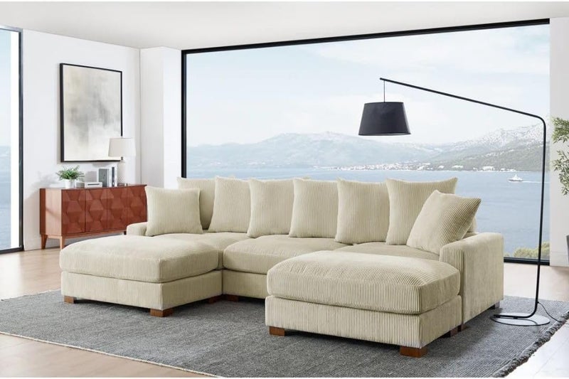 Comfynest Modern Corduroy Sectional Sofa - 5-Seater - Image 1