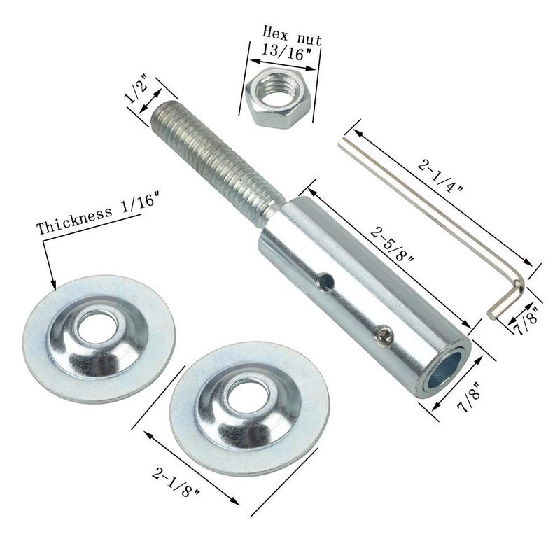 BLSGBUIDING Bench Grinder Motor Shaft Arbor Extension, 1/2" and 5/8" Motor Arbor Threaded Shaft Adapter Longer Version, Fits for Buffing Grinding Wheels - Right 1 Pack - Image 2