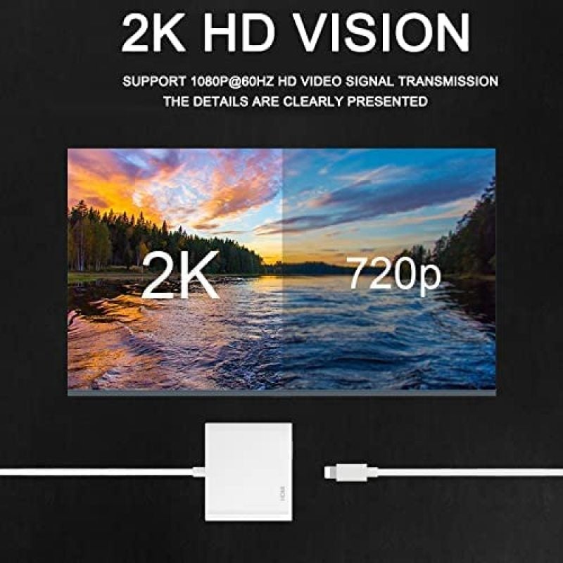 Lightning Hdmi Adapter: White Mfi Certified 1080P Hd Screen Sync - Built-In Charging Pocket-Sized Plug And Play Phone Tv Adapter For Iphone Ipad Home Entertainment Business Presentations - Image 4