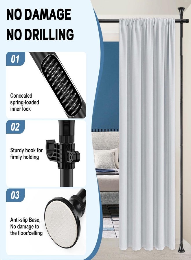 CALCHELE Room Divider Curtain Rod, No Drilling Rod, 48-120inch (H) 28-144inch(W) Adjustable Partition Hanging Room Dividers, Room Partitions and Dividers Floor to Ceiling Self Stand for Space Partition Black - Image 2