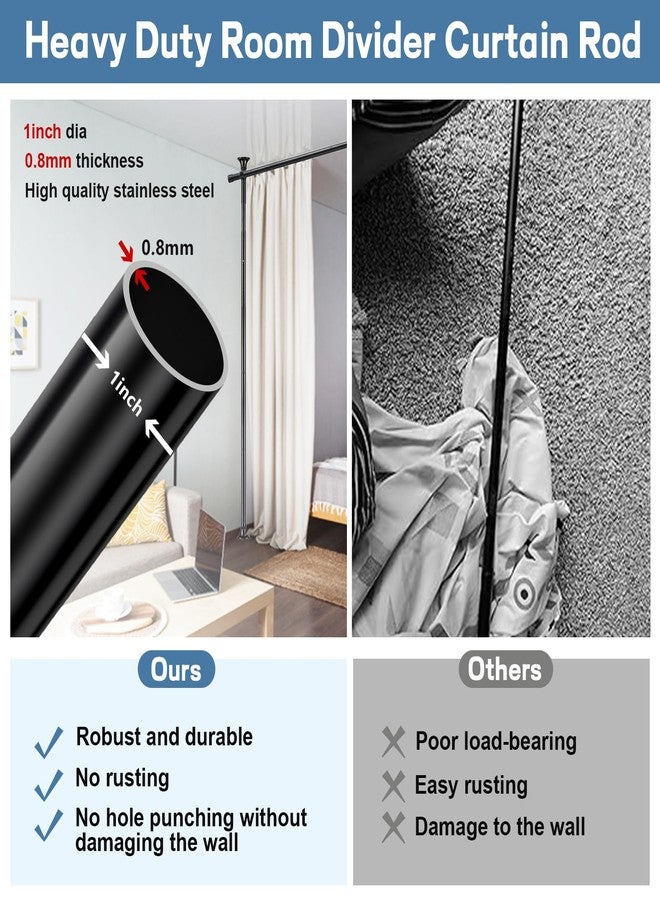 CALCHELE Room Divider Curtain Rod, No Drilling Rod, 48-120inch (H) 28-144inch(W) Adjustable Partition Hanging Room Dividers, Room Partitions and Dividers Floor to Ceiling Self Stand for Space Partition Black - Image 4