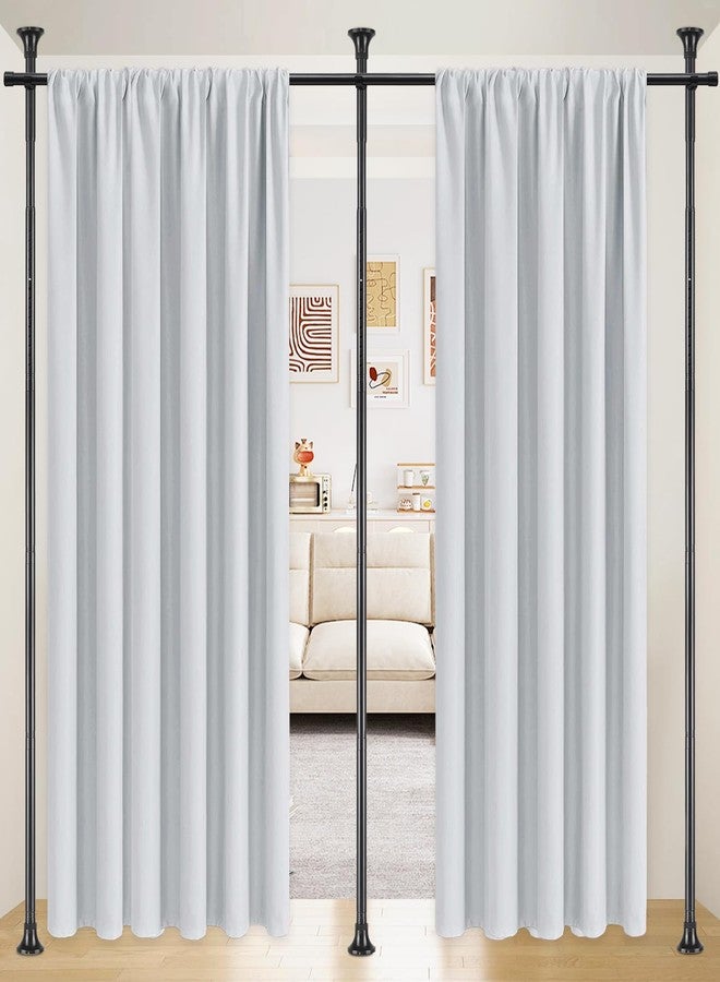 CALCHELE Room Divider Curtain Rod, No Drilling Rod, 48-120inch (H) 28-144inch(W) Adjustable Partition Hanging Room Dividers, Room Partitions and Dividers Floor to Ceiling Self Stand for Space Partition Black - Image 1