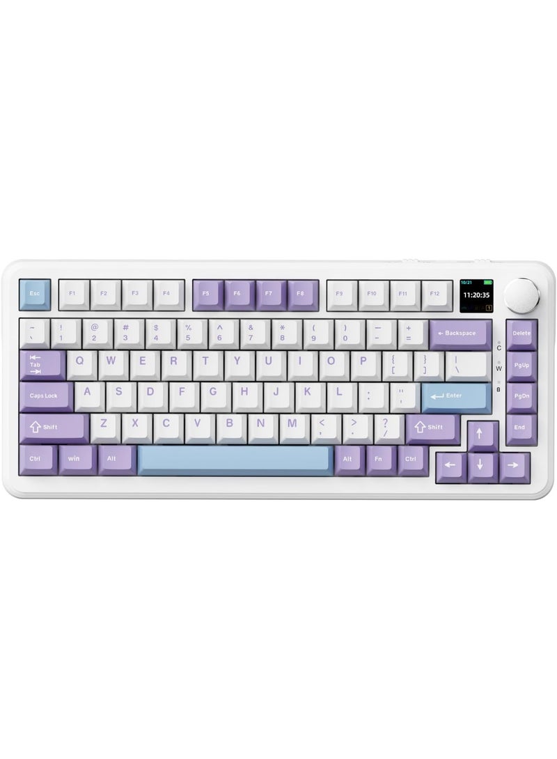 A-jazz Ajazz AK820MAX 75% Mechanical Keyboard with TFT Smart Display&Knob,Gaming Keyboard with RGB Backlit,81 Keys Hot Swappable Keyboard for BT5.1/2.4G/Type-C (Mist River Sea·Sea Salt Switch) - Image 1