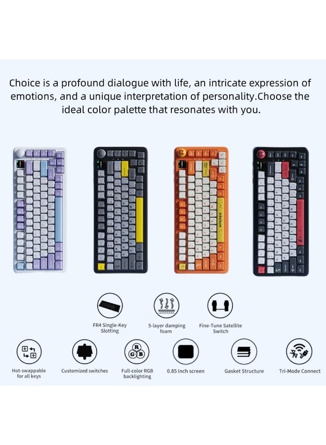 A-jazz Ajazz AK820MAX 75% Mechanical Keyboard with TFT Smart Display&Knob,Gaming Keyboard with RGB Backlit,81 Keys Hot Swappable Keyboard for BT5.1/2.4G/Type-C (Mist River Sea·Sea Salt Switch) - Image 2