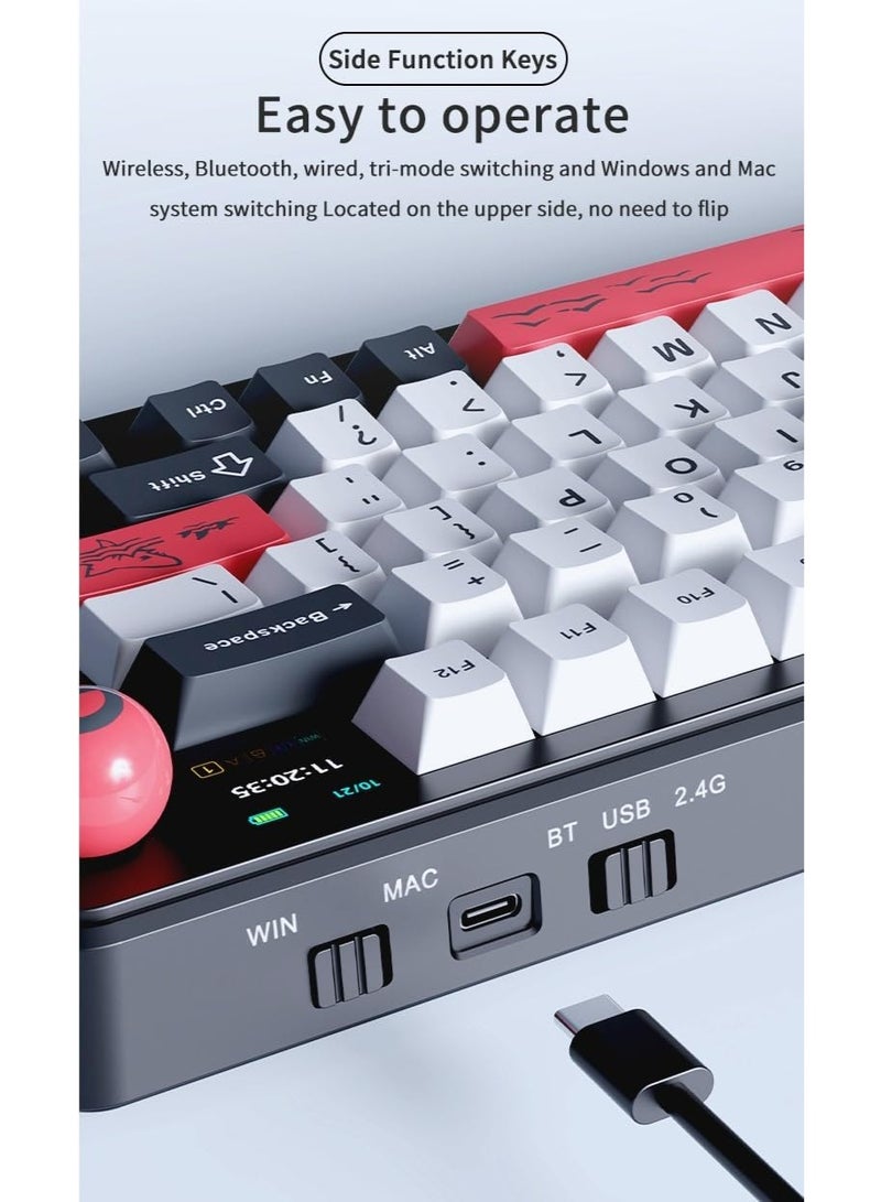 A-jazz Ajazz AK820MAX 75% Mechanical Keyboard with TFT Smart Display&Knob,Gaming Keyboard with RGB Backlit,81 Keys Hot Swappable Keyboard for BT5.1/2.4G/Type-C (Mist River Sea·Sea Salt Switch) - Image 5